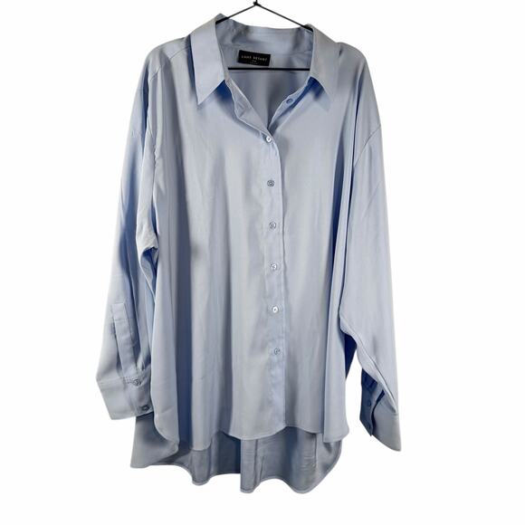 Lane Bryant Easy Collared Button-Down Shirt Blue Relaxed Casual Top Size 26/28 - Picture 2 of 8